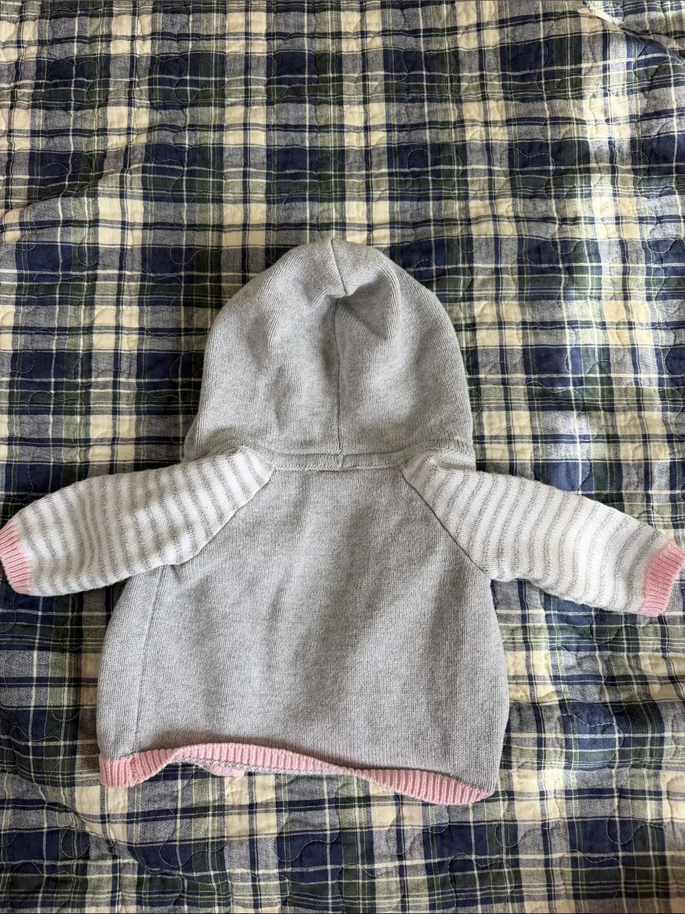 Gymboree Gray and Pink Hooded Knit Zip